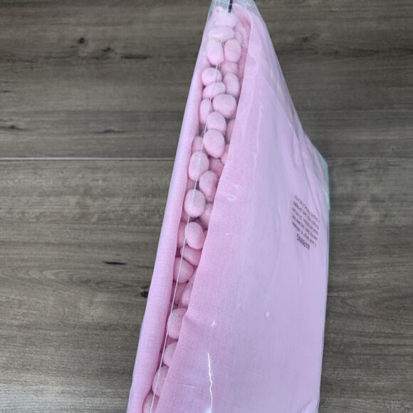 Sheer Curtains with Pom pom Linen Curtains Set of 2 Curtain Panels 54 X 53, Pink - Picture 12 of 12